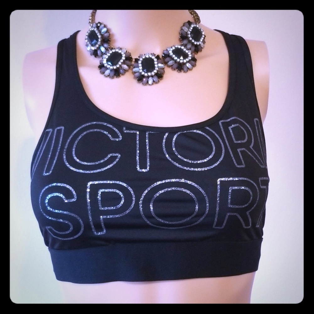 Victoria Secrets Siver Logo Sport Bra sz S NWOT